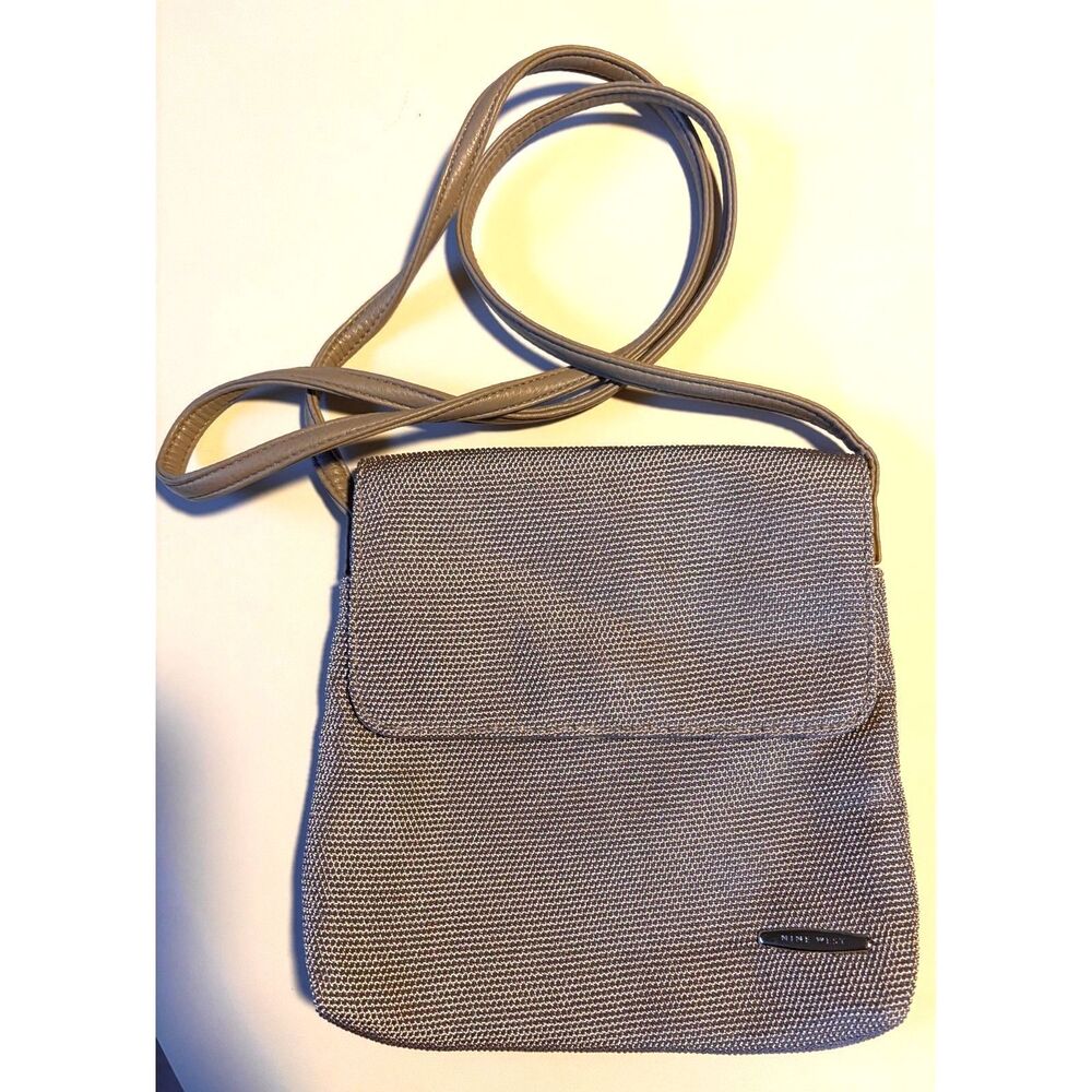 Vintage Nine West Gray Woven Utility Mesh Crossbody Bag